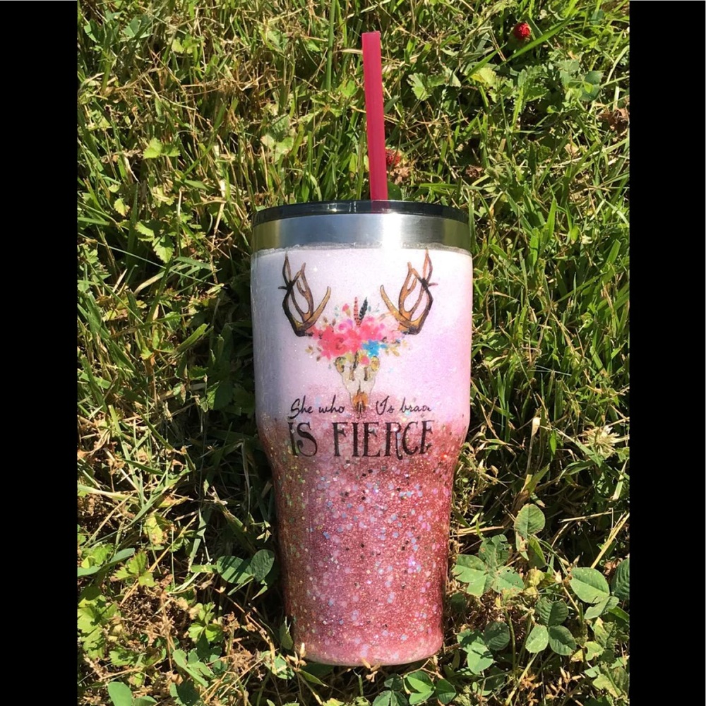 30oz custom tumbler she who is brave is fierce